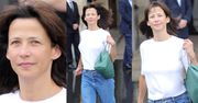 Nieumalowana Sophie Marceau wybiega z paryskiego hotelu