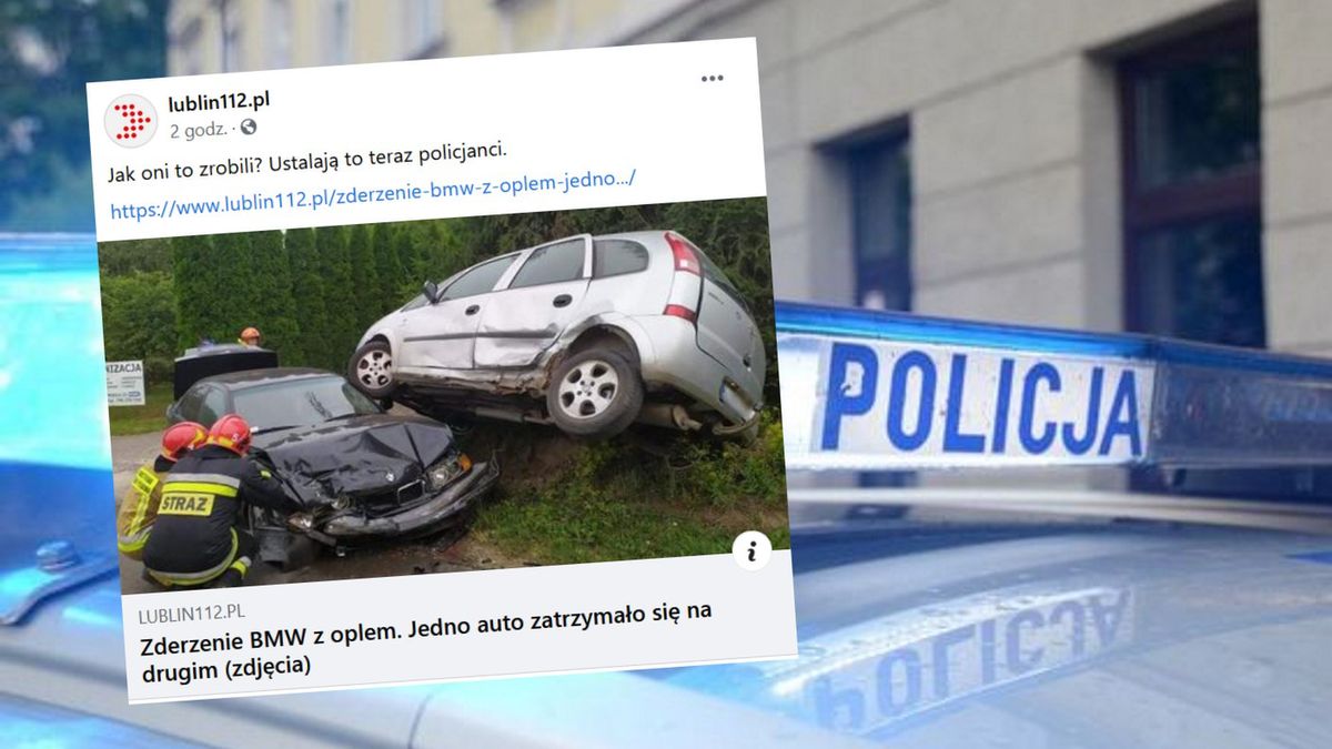 Wypadek  na Lubelszczyźnie. Jedno auto zatrzymało się na drugim. 