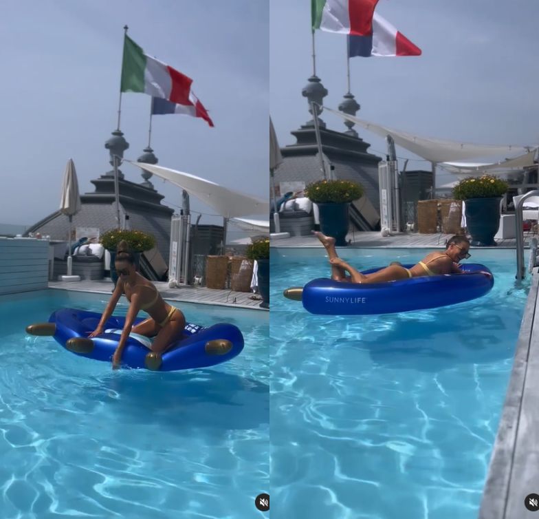 Majdany i Omenaa Mensah z Rafałem Brzoską w Saint-Tropez