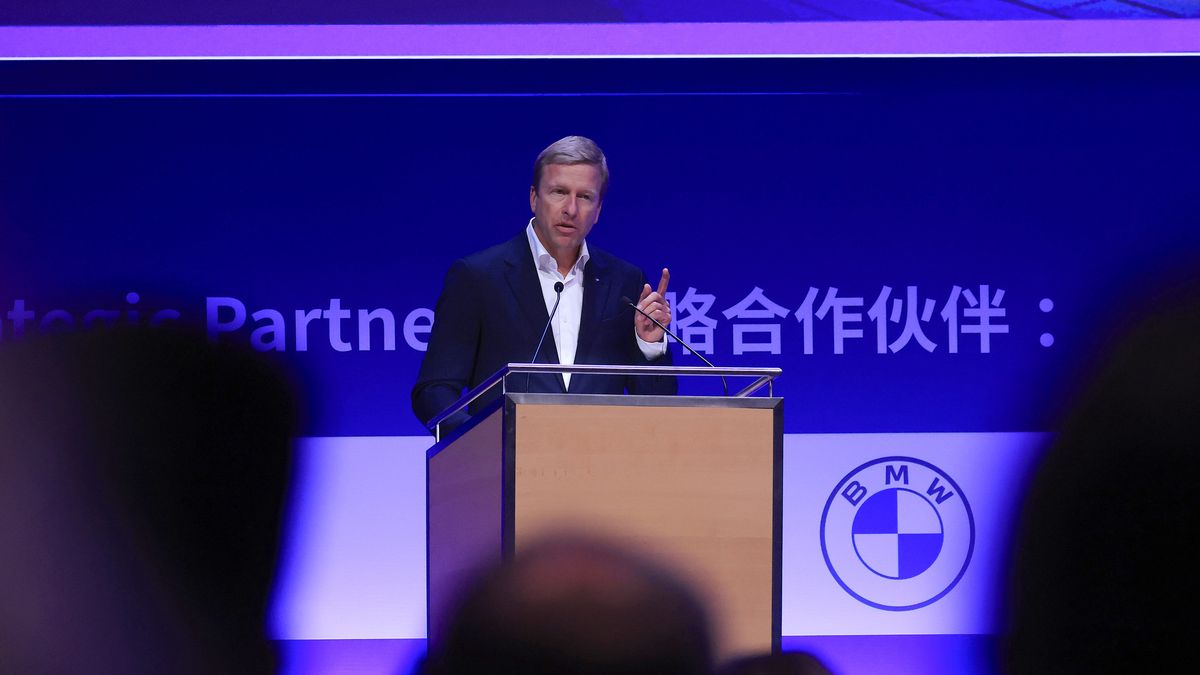 Oliver Zipse, chief executive officer of BMW AG, during the New World Energy Vehicle Congress (WNEVC) on day two of the Munich Motor Show (IAA) in Munich, Germany, on Wednesday, Sept. 6, 2023. Europe's automakers are showing off their latest battery-powered vehicles at the IAA Mobility car show this week as they try to challenge Tesla Inc. and fend off growing competition from China. Photographer: Krisztian Bocsi/Bloomberg via Getty Images