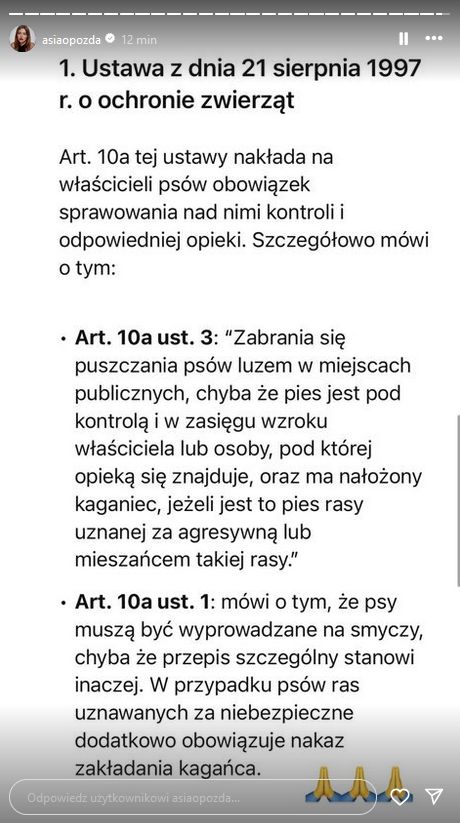 Joanna Opozda apeluje do właścicieli psów