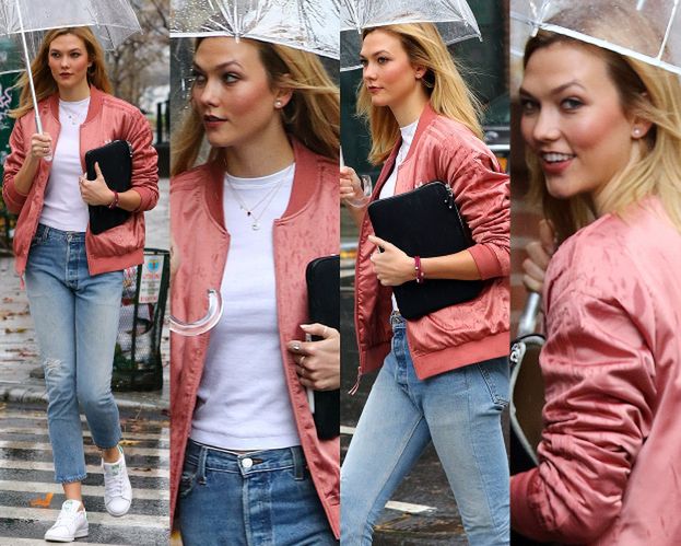 #TRENDY: Karlie Kloss w różowej bomberce