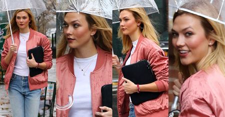#TRENDY: Karlie Kloss w różowej bomberce