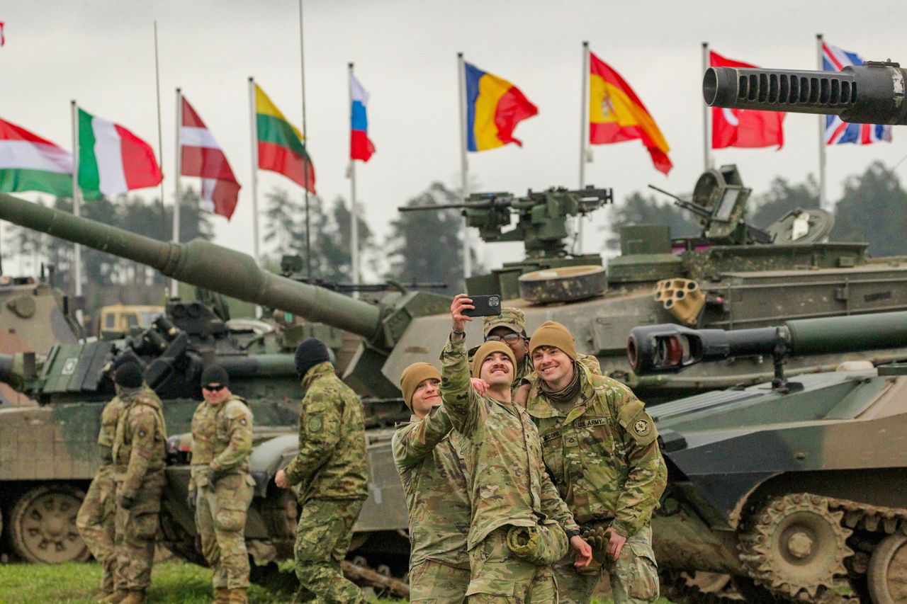 Soldiers from NATO countries during joint manoeuvres 