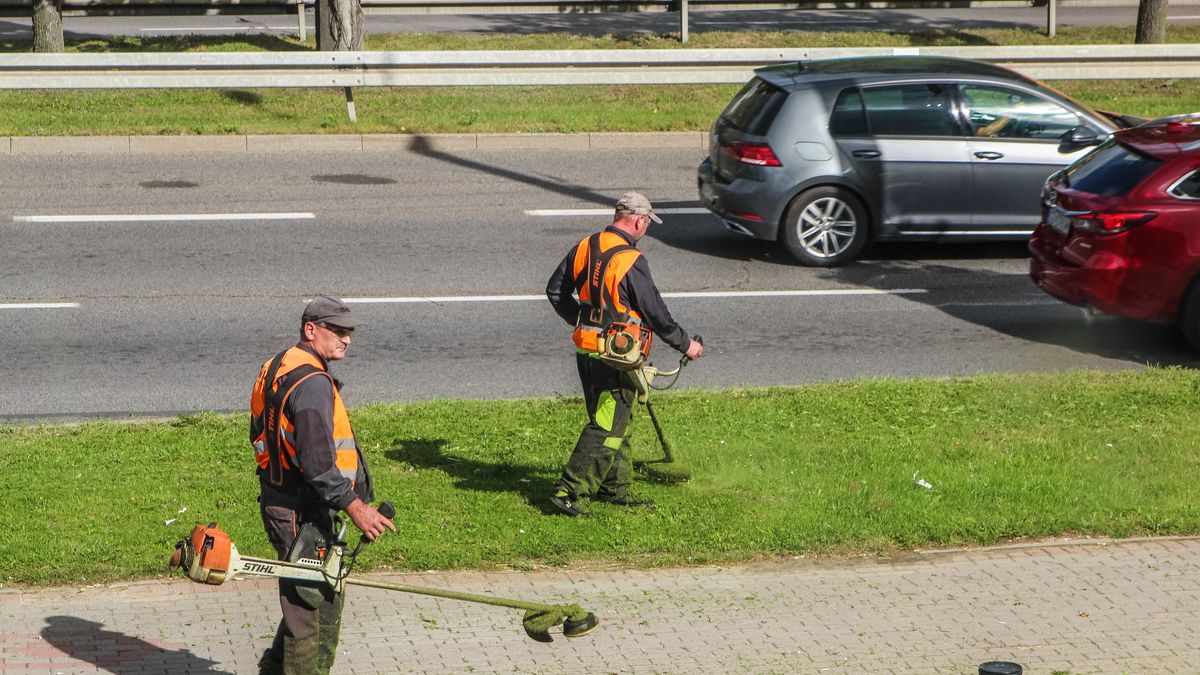 Koszenie trawników w mieście