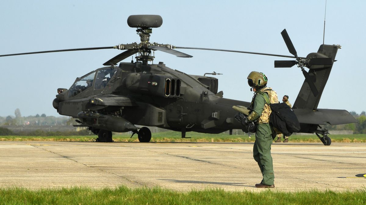 EMBARGOED TO 0001 FRIDAY APRIL 29 Undated handout photo issued by Ministry of Defence (MoD) of a Apache AH-64 British Army attack helicopter, as around 8,000 British Army troops will take part in exercises across eastern Europe to combat Russian aggression in one of the largest deployments since the Cold War. Issue date: Friday April 29, 2022.
