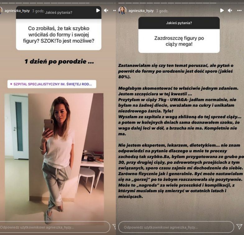 Agnieszka Hyży chwali się sylwetką po ciąży