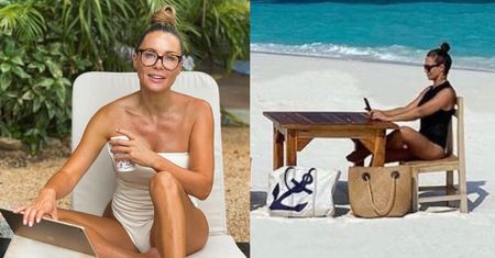 Zapracowana Małgorzata Rozenek prowadzi swoje biznesy Z LEŻAKA: "Dlatego tak mało tu zdjęć pięknych plaż"