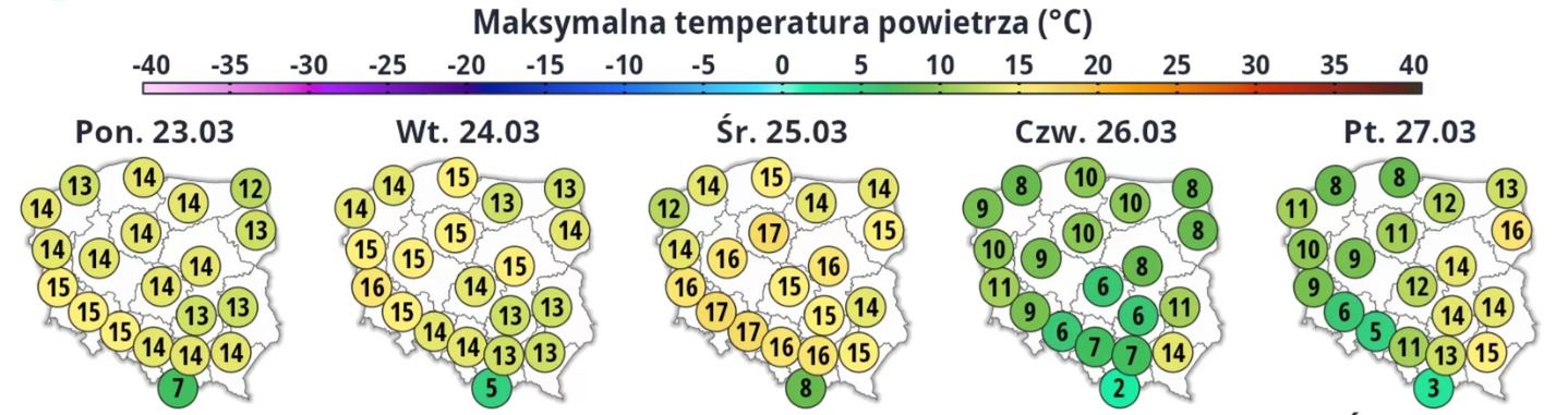 Maksymalna prognozowana temperatura powietrza.