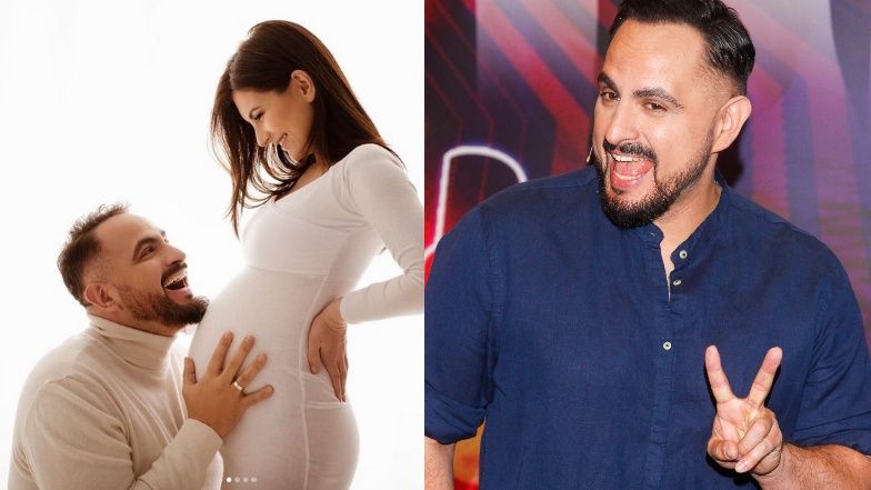 Agustin Egurrola pozuje z ciężarną żoną