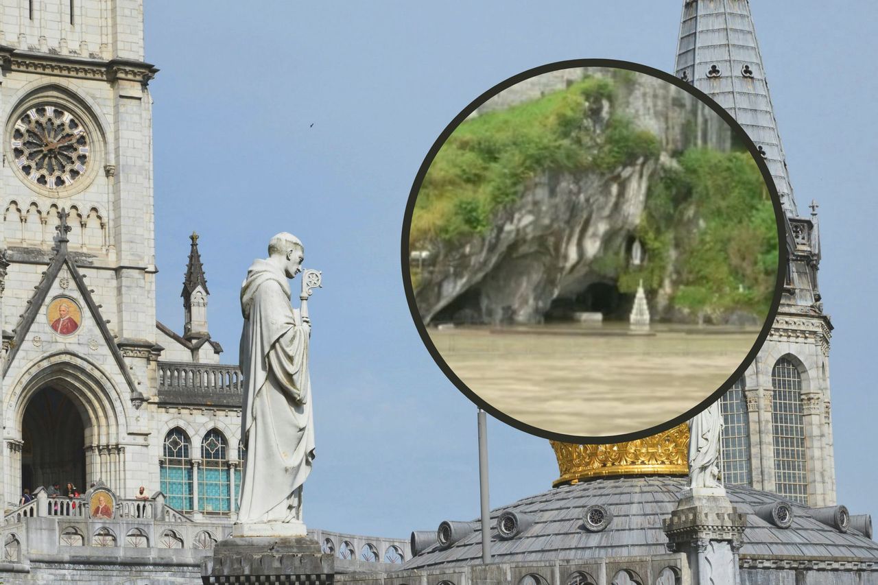 The sanctuary in Lourdes under water