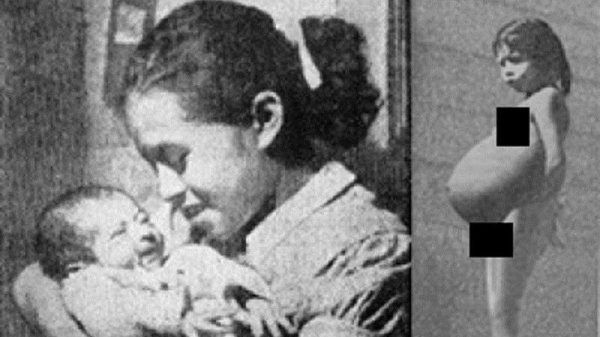 Lina Medina z synem Gerardo i w czasie ciąży