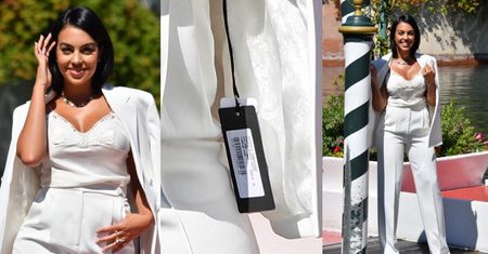 Śnieżnobiała Georgina Rodriguez wkracza na czerwony dywan Festiwalu w Wenecji z METKĄ przy marynarce (ZDJĘCIA)