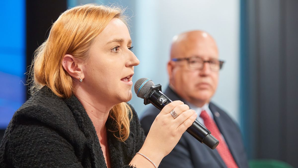 July 17, 2020, Warsaw, Mazovian, Poland: Press Meeting Summarizing American Investments in Poland in Recent Years.in the picture:  OLGA SEMENIUK,TONY HOUSH