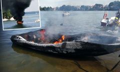 Czaplinek. Pożar motorówki na jeziorze Drawskim. Turyści skakali do wody