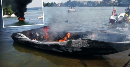 Czaplinek. Pożar motorówki na jeziorze Drawskim. Turyści skakali do wody