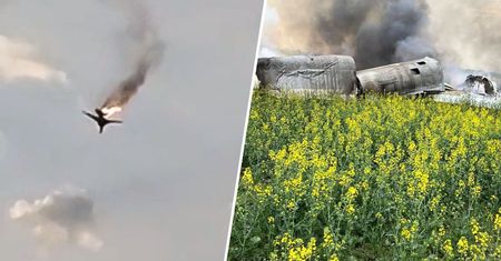 Moment zestrzelenia Tu-22M3. Rosyjski bombowiec runął na ziemię