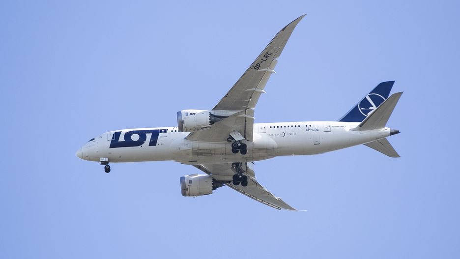 Daily Life In WarsawDreamliner - plane of polish airlines LOT. 06 October, 2019, Warsaw, Poland. (Photo by Krystian Dobuszynski/NurPhoto via Getty Images)NurPhotowarsaw - poland, october 6, 6th october 2019, airline, aviation, air travel, aircraft, airliner, flight, vehicle, flap, outdoor, plane, transport, dreamliner - plane, polish airlines lot, krystian dobuszynski, nurphoto