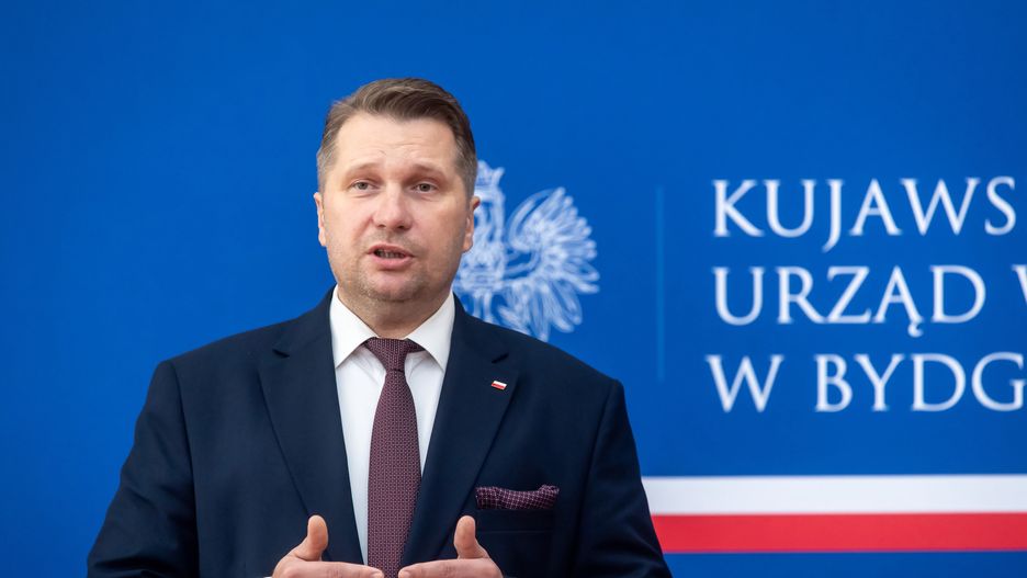 Bydgoszcz, 31.08.2021. Minister edukacji i nauki Przemysław Czarnek podczas spotkania konwentu burmistrzów w Kujawsko-Pomorskim Urzędzie Wojewódzkim w Bydgoszczy, 31 bm..  (kf) PAP/Tytus Żmijewski