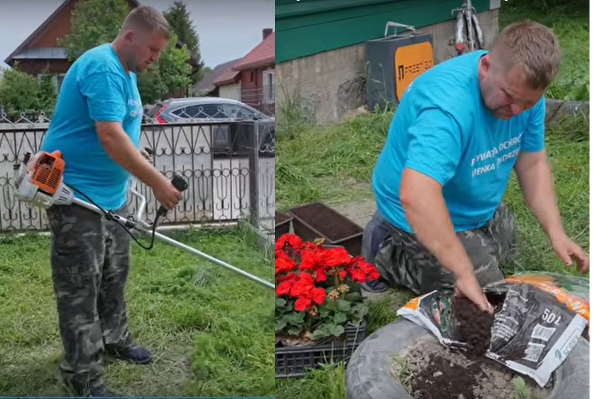Kwiaty przed domem Andrzeja z Plutycz z "Rolnicy. Podlasie"