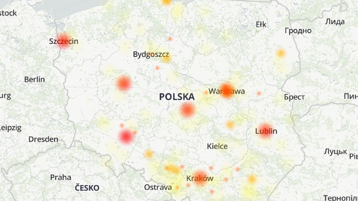 Bank Pekao zmaga się z awarią (fot. Downdetector)