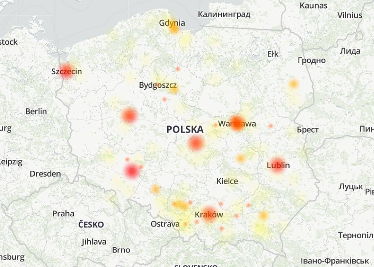 Bank Pekao zmaga się z awarią (fot. Downdetector)