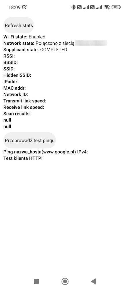 Android - menu Testowanie