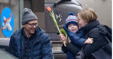 Szczęśliwy Andrzej Chyra, syn z kaskiem i partnerka z tulipanem (ZDJĘCIA)
