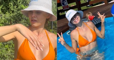 Uśmiechnięta i zrelaksowana Joanna Opozda prezentuje swoje wakacyjne oblicze w basenie. Vincent rośnie jak na drożdżach (FOTO)