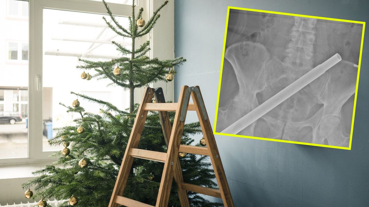 Kobieta upadła prosto na sztuczną choinkę 