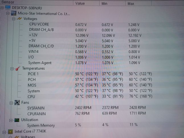 Szybki wykaz temperatur i napięć w PC.