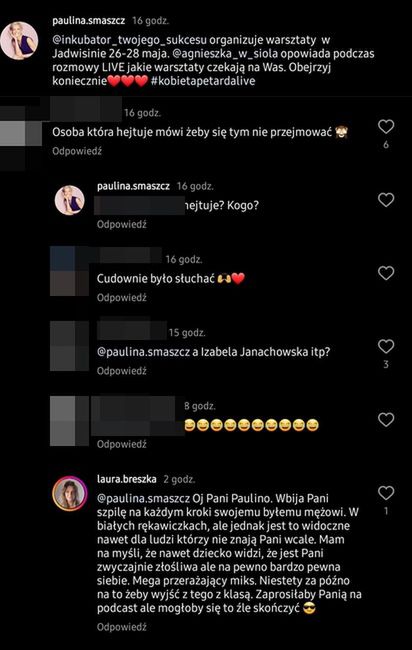 Laura Breszka komentuje post Pauliny Smaszcz