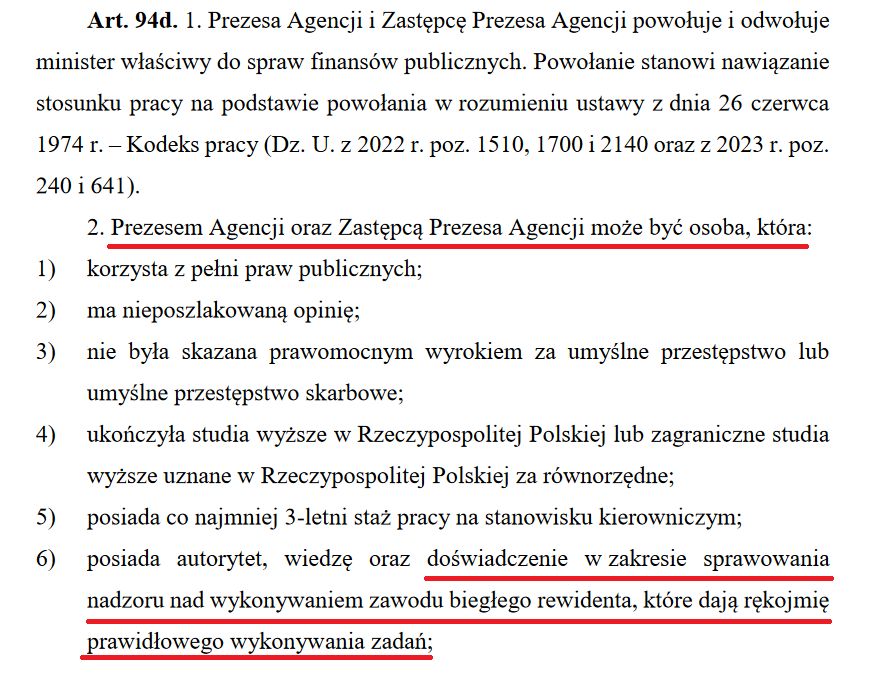 Ustawa o biegłych rewidentach art. 94d. pkt.6