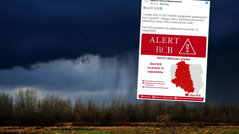 Burze przejdą nad Polską. Alerty RCB dla 12 województw