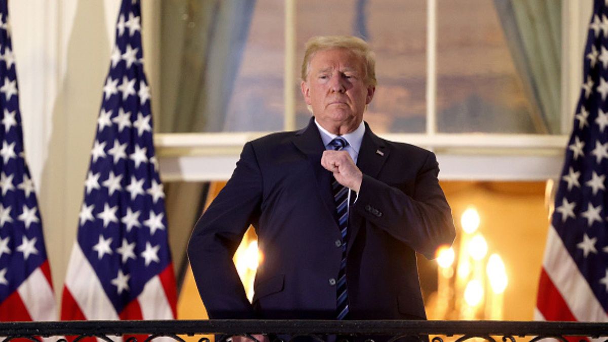 Donald Trump na balkonie Białego Domu (