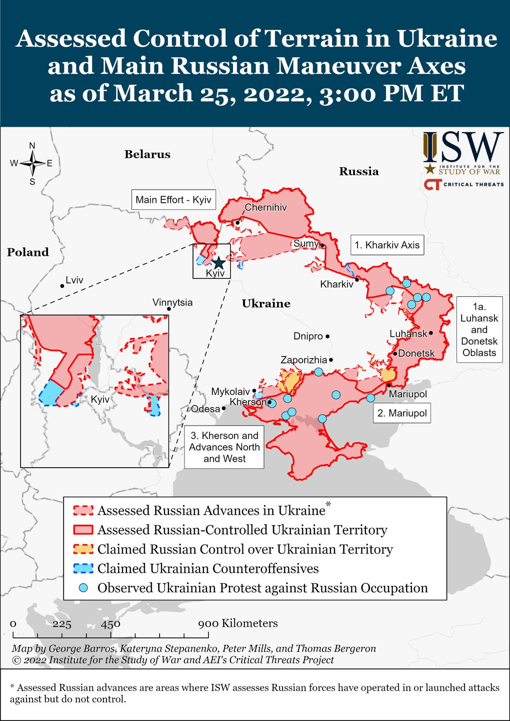 Mapa działań wojennych. Stan na 25 marca