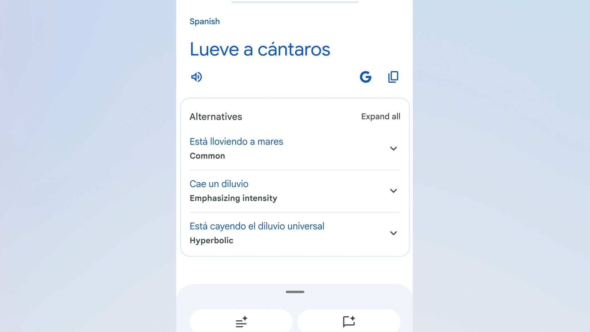 Alternatywy tłumaczeń w Google Translate