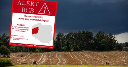 Burze i silny wiatr nad Polską. Część kraju na czerwono
