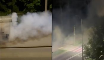 Dym i hałas we Włocławku. Nocne nagranie obiega sieć
