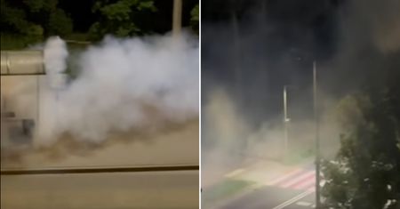 Dym i hałas we Włocławku. Nocne nagranie obiega sieć