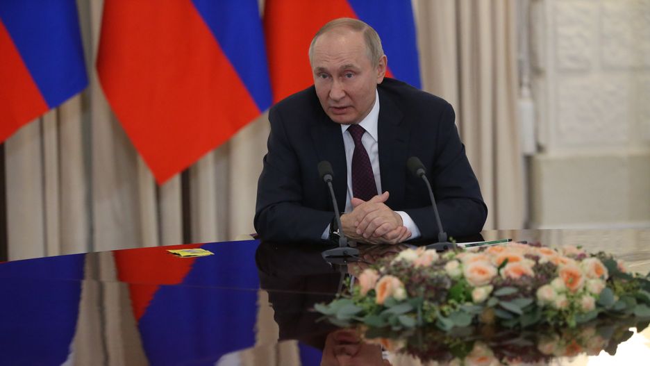 SOCHI, RUSSIA - OCTOBER 31 (RUSSIA OUT) Russian President Vladimir Putin speaks during his press conference at the Rus Sanatorium , October,31,2022, in Sochi, Russia. Leaders of Russia, Armenia and Azerbaijan gathered at Russia's Black Sea resort of Sochi for a tripartite meeting. (Photo by Contributor/Getty Images)
