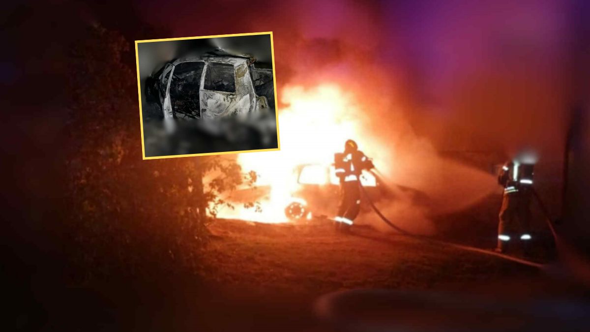 42-latek rozbił auto ojca i uderzył w dom. Samochód stanął w płomieniach