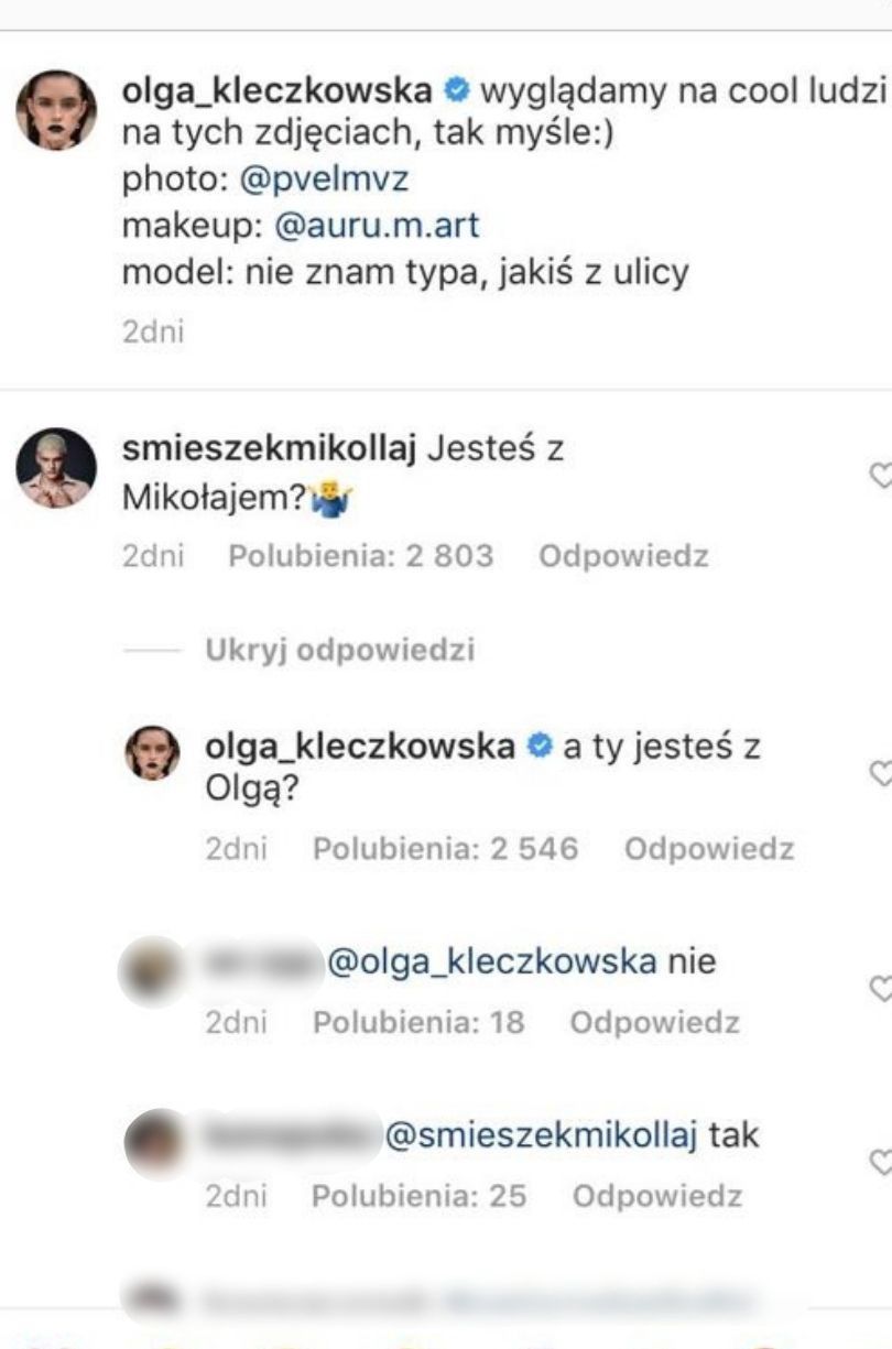Olga i Mikołaj z "Top Model" żartują na Instagramie