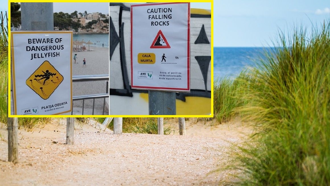 Na plaży rozstawiono ostrzeżenia.