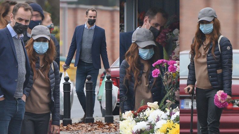 Anna Mucha i Jakub Wons kupują kwiaty pod cmentarzem (ZDJĘCIA)