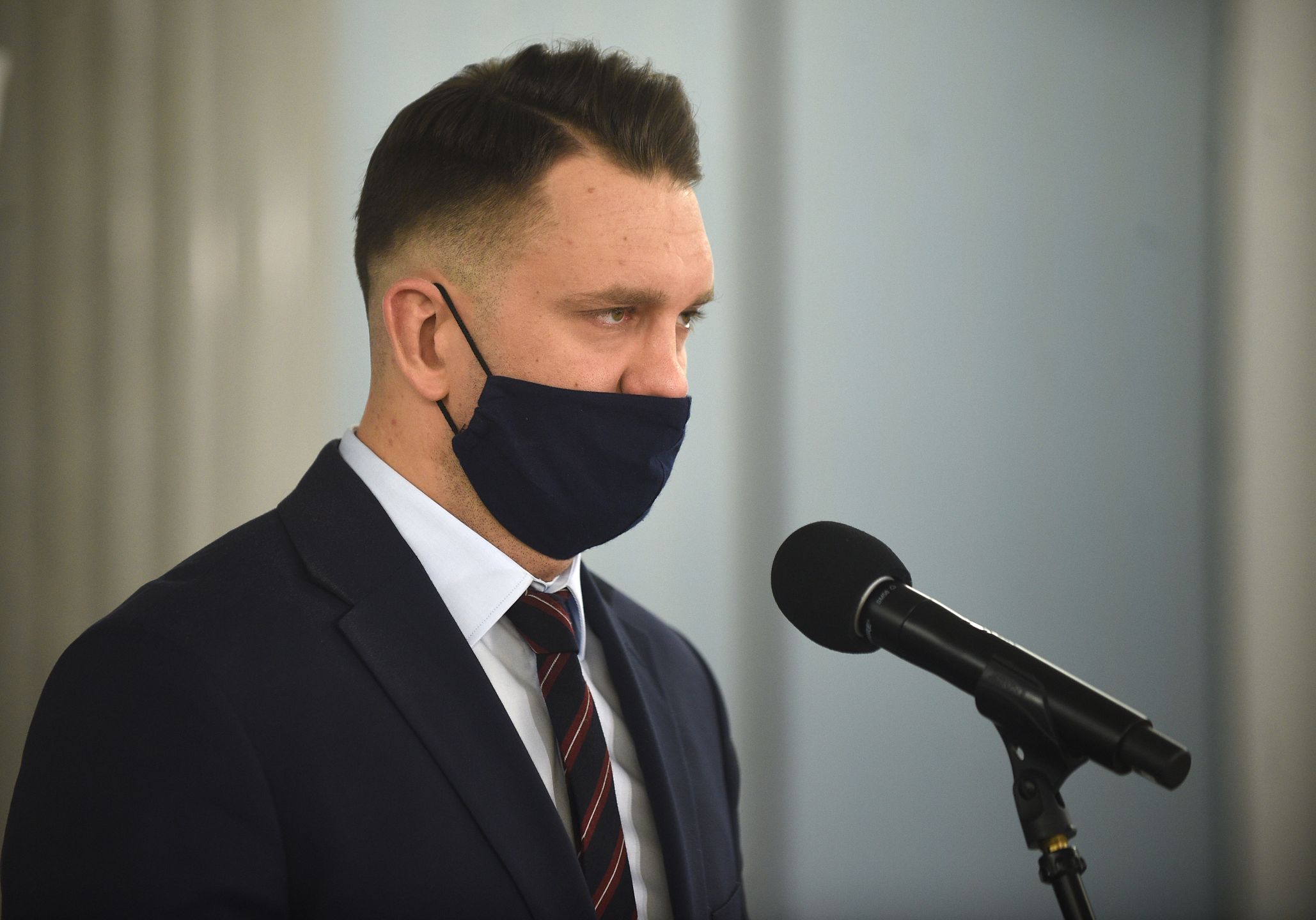 Warszawa 16.03.2021. Sejm, posiedzenie. N/Z nowy posel Lukasz Mejza