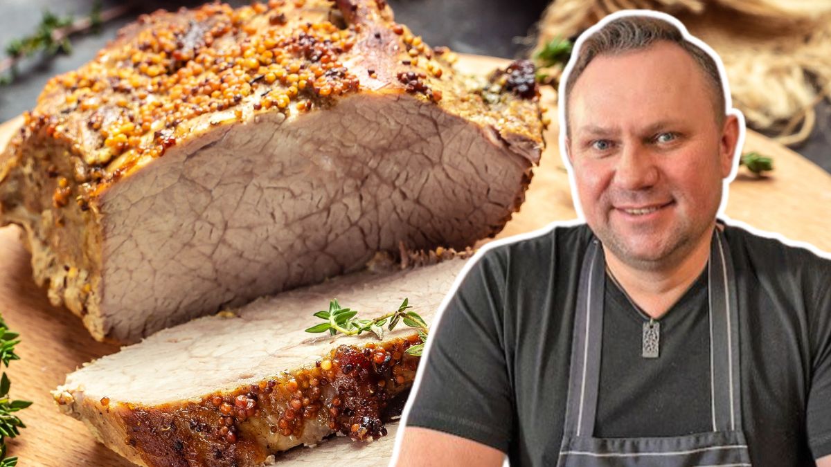 Szynka pieczona z przepisu Tomasza Strzelczyka nie jest sucha