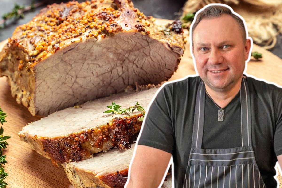 Szynka pieczona z przepisu Tomasza Strzelczyka nie jest sucha