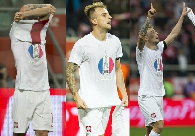 Kamil Grosicki strzela gola i pokazuje koszulkę "PRAY FOR PARIS" (FOTO)