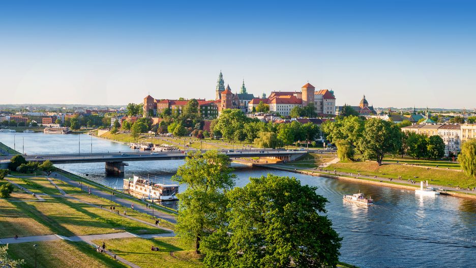 Panorama Krakowa z widokiem na Wawel 